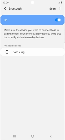 Press the required Bluetooth device and follow the instructions on the screen to pair the device with your phone.