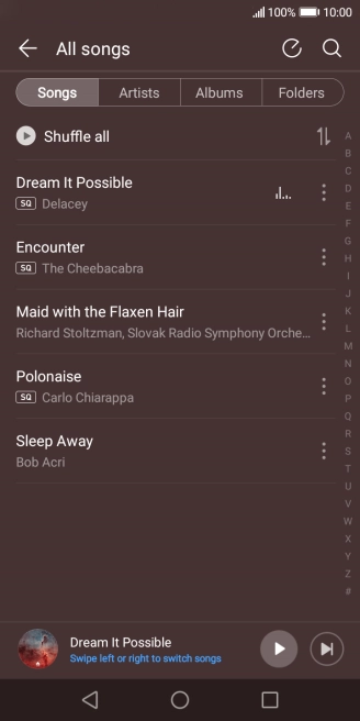 Press the required audio file.