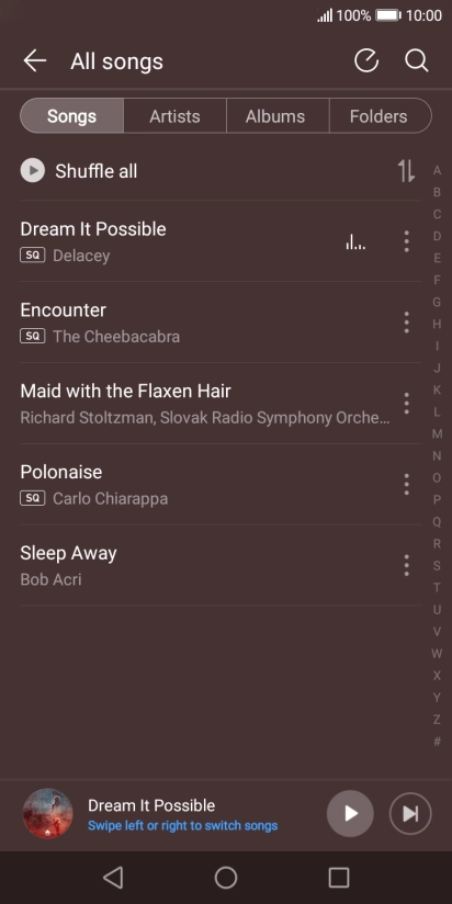 Press the required audio file.