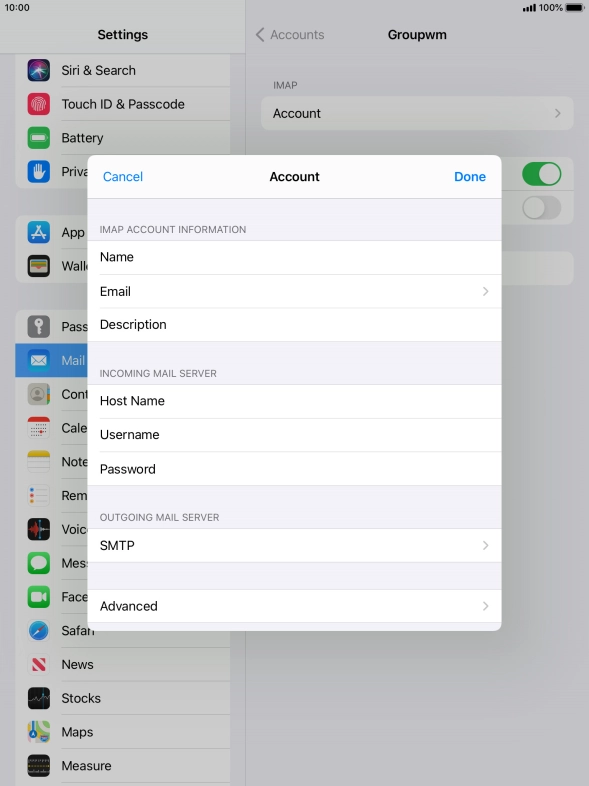 Press SMTP. Press SMTP.