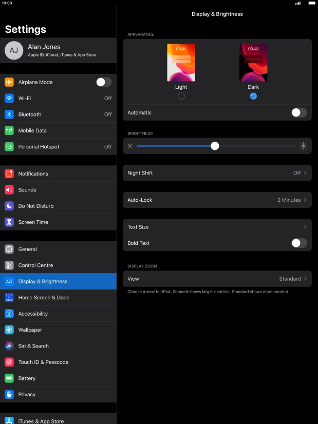 Press the indicator next to 