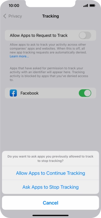 If you turn off the function, press the required setting.