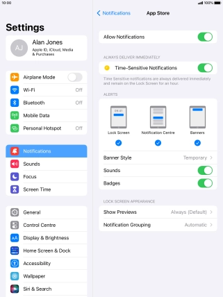 Press the indicator next to 