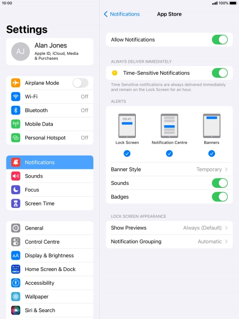 Press the indicator next to 