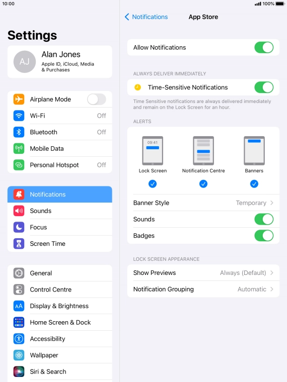 Press the indicator next to 