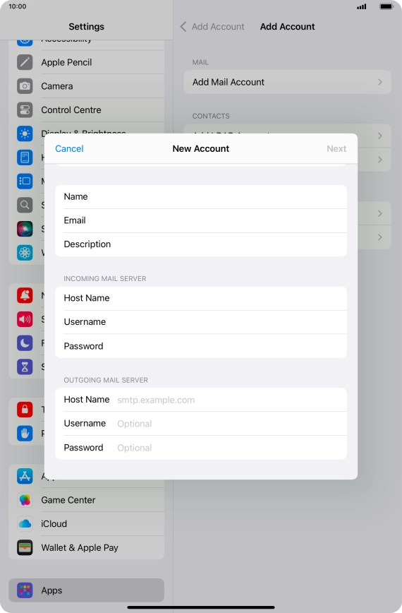 Press Host Name and key in the name of your email provider's outgoing server. Please note that if you can't send email messages when using your email provider's outgoing server, key in smtp.vodafone.net.au (Vodafone's outgoing server).
