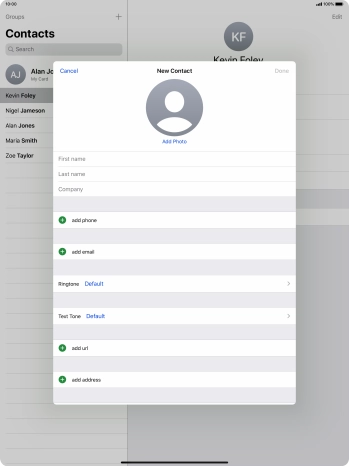 Press First name and key in the first name.