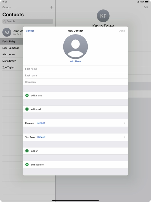 Press First name and key in the first name.