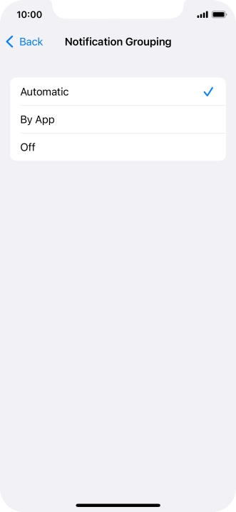 Press the required setting.