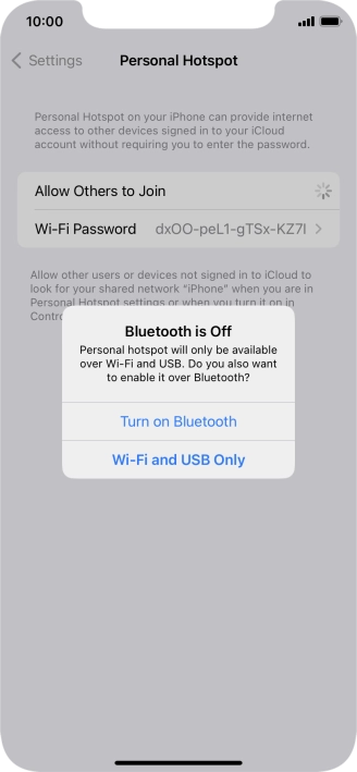 If Wi-Fi is turned on, press Wi-Fi and USB Only.