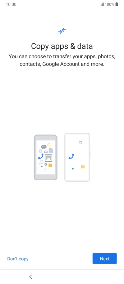 You can transfer the contents of another phone to your phone when it's activated for the first time and after a factory reset. When this screen is displayed, your phone is ready to transfer contents from another phone.