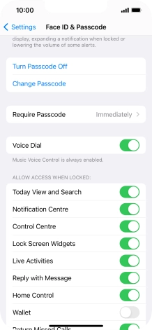Press Turn Passcode Off and key in the phone lock code.