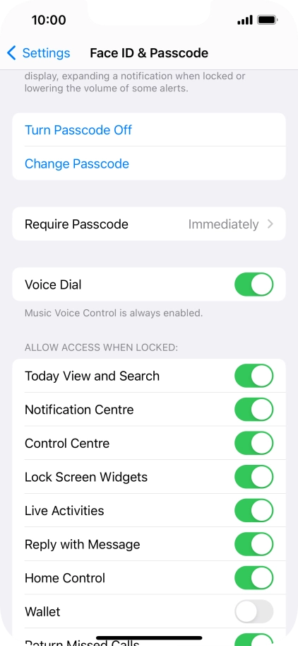 Press Turn Passcode Off and key in the phone lock code.