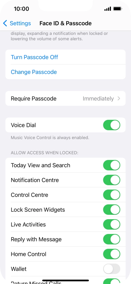 Press Turn Passcode Off and key in the phone lock code.