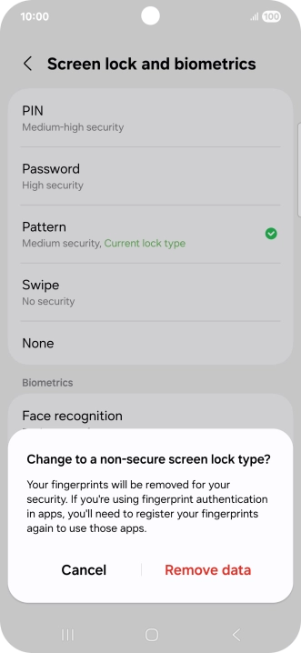 Press Remove data. Press Remove data.