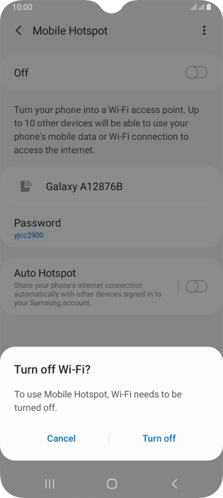 If Wi-Fi is turned on, press Turn off.