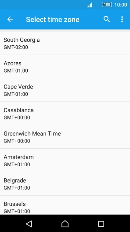 Press the required time zone.