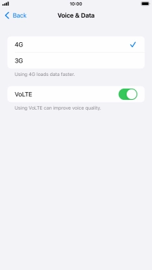 Press the required network mode.