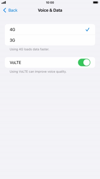 Press the required network mode.