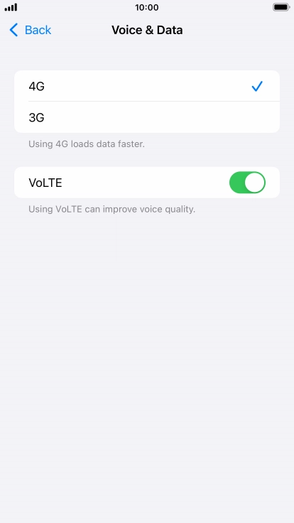 Press the required network mode.