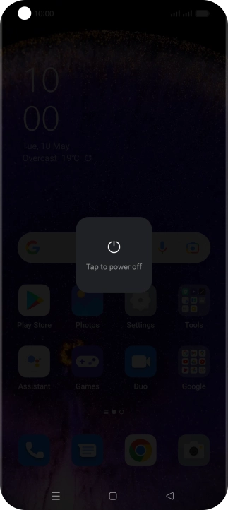 Press Tap to power off.