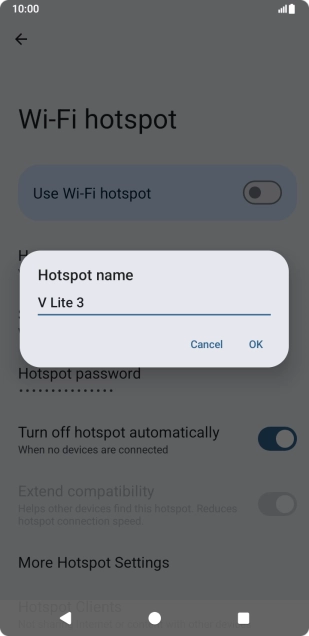 Key in the required Wi-Fi hotspot name and press OK.