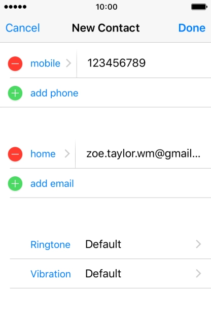 Press the field next to the email address.