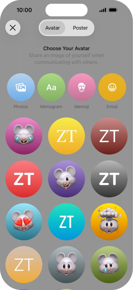 Press the required category and follow the instructions on the screen to select and save the required picture to your Contact Poster.