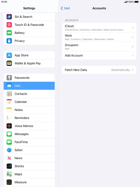 Press the required account.