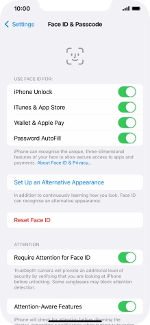 Press the indicators next to the required settings to turn them on or off.