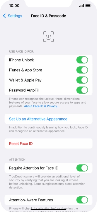 Press the indicators next to the required settings to turn them on or off.
