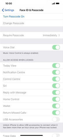 Press Turn Passcode On and key in a phone lock code of your own choice twice.