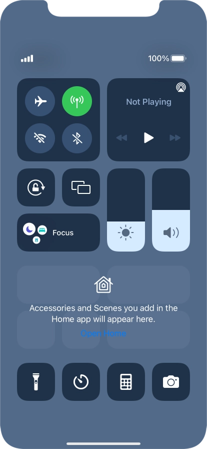 Press the flight mode icon to turn the function on or off.
