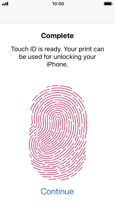 Press Continue. If you haven't previously selected a phone lock code, key in a code of your own choice twice.