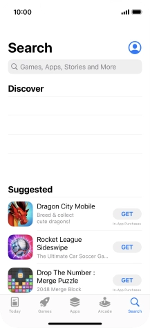 Press the search field and key in the name or subject of the required app.