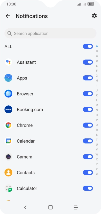 Press the indicators next to the required apps to turn the function on or off.