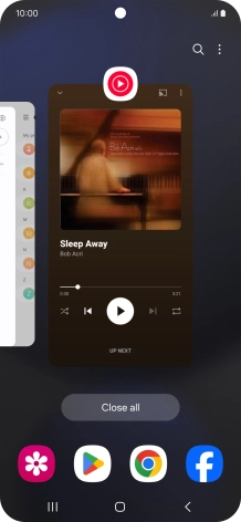 To end one running application, slide your finger upwards on the required application.