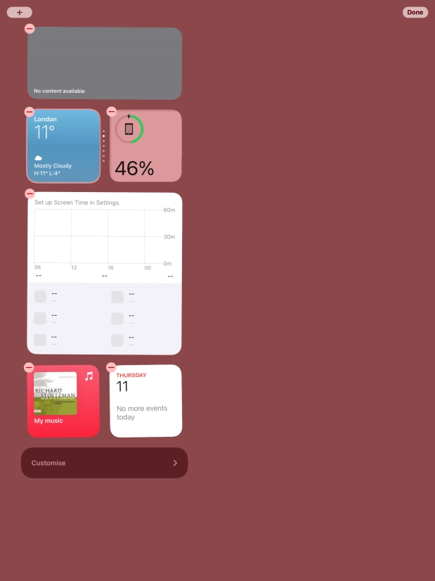 Press and hold the required widget until a pop-up menu is displayed.