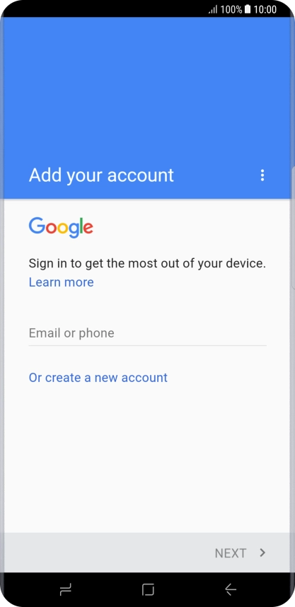 If you don t have a Google account, press Or create a new account and follow the instructions on the screen to create an account.