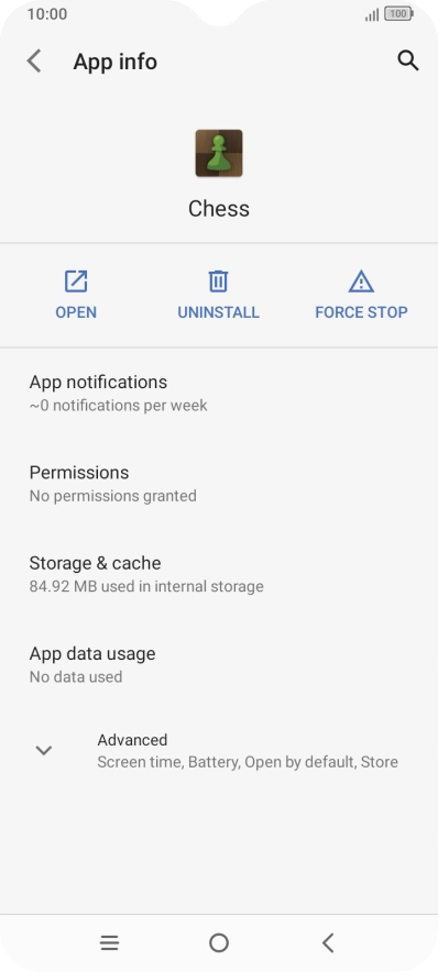 Press Storage & cache.