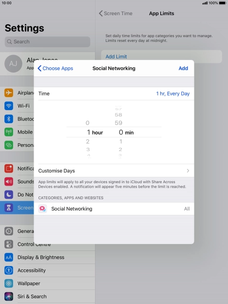 Press Customise Days.