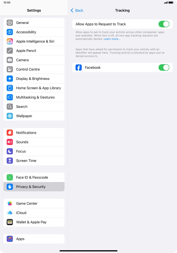 Press the indicator next to 