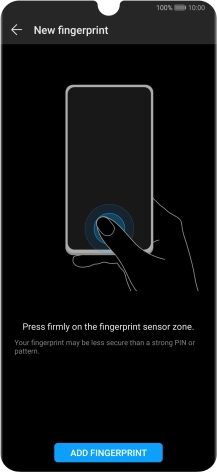 Press ADD FINGERPRINT and follow the instructions on the screen to create the phone lock code using your fingerprint.