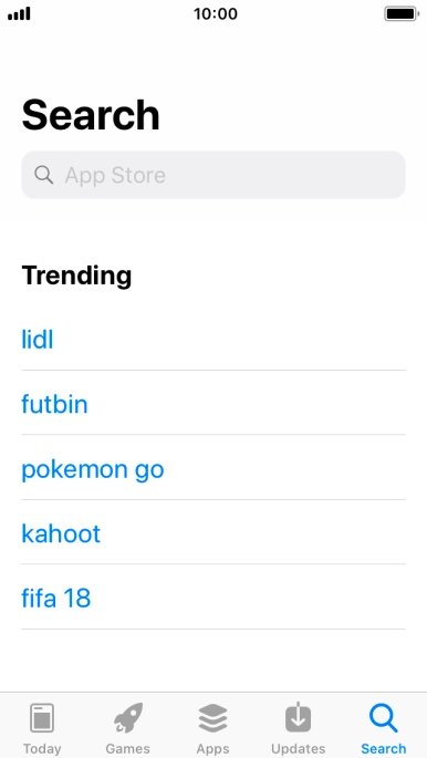 Press the search field and key in the name or subject of the required app.