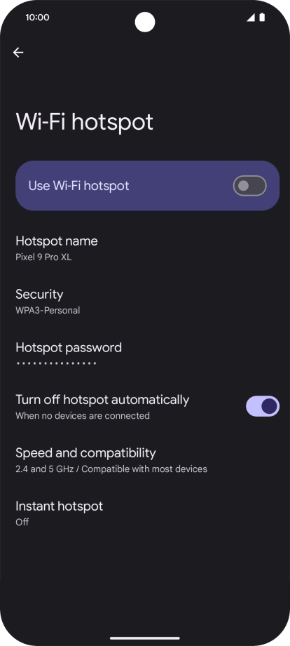 Press Hotspot password and key in the required password.