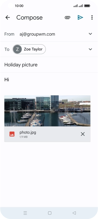 Press the send icon when you've finished your email message.