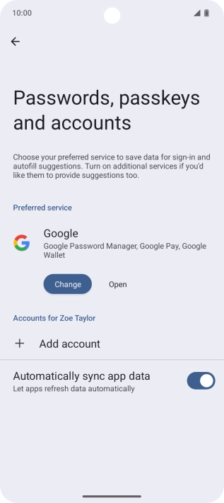 Press Add account. Press Add account.