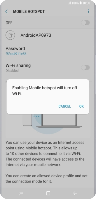 If Wi-Fi is turned on, press OK.