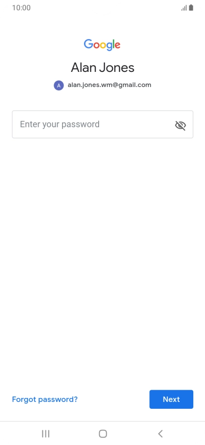 Press Enter your password and key in the password for your Google account.
