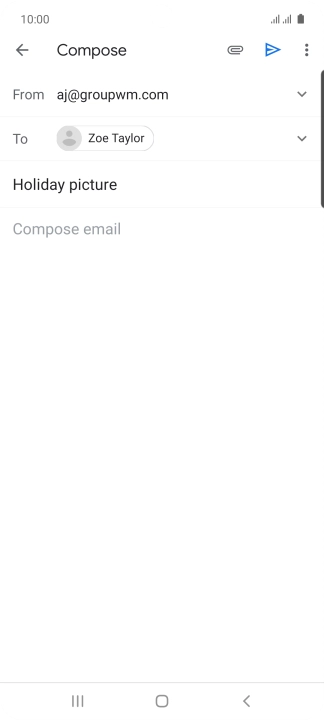 Press the text input field and write the text for your email message.